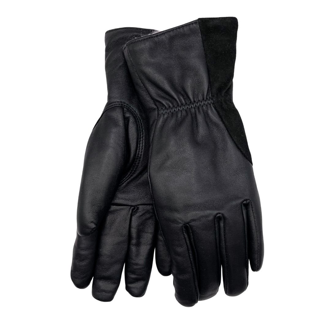 Markku Tuomalan mustat nahkasormikkaat naisille mokkanahkaisella yksityiskohdalla ranteessa