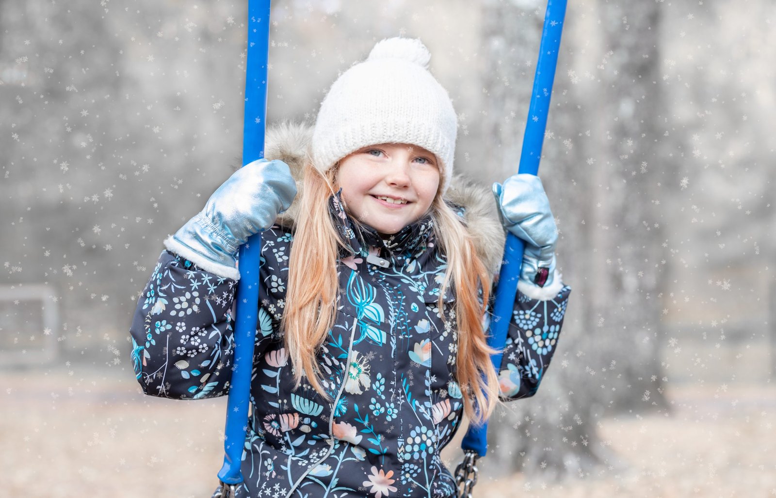 Lämpöiset kimallenahkarukkaset lapsille - Villavuori - sininen - Image 3