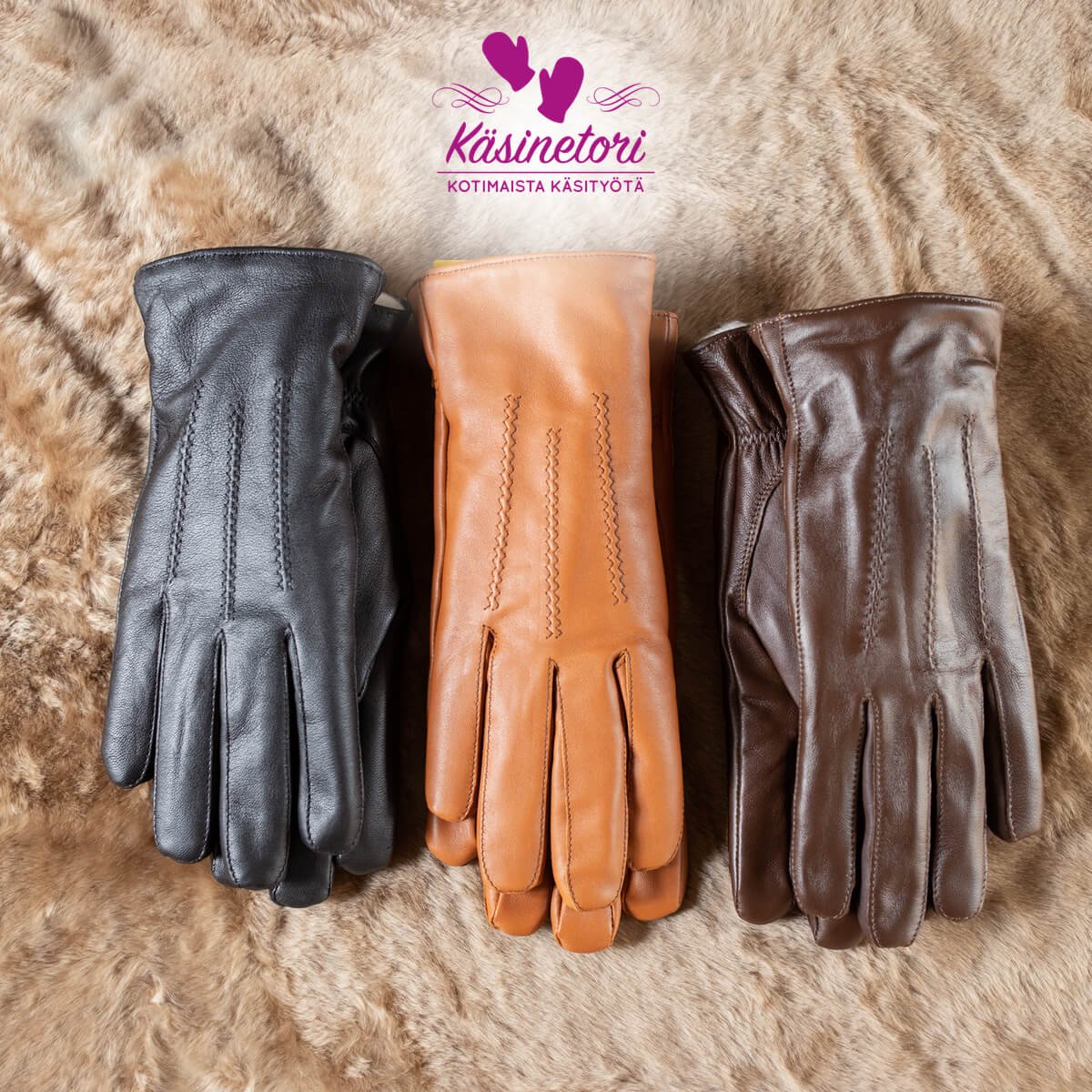 Nahkasormikkaat miehille - musta - Image 2
