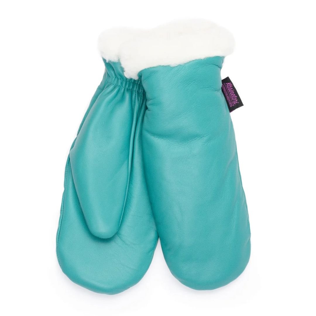 Käsinetorin turkoosit naisten nahkarukkaset villavuorilla