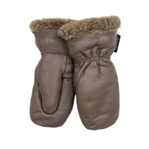 Käsinetorin kotimaiset villavuorilliset nahkarukkaset lapsille nougatin värisinä