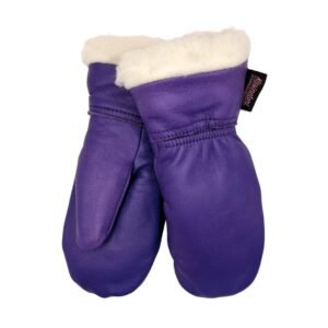 Käsinetorin kotimaiset villavuorilliset nahkahanskat tumman liilan värisenä