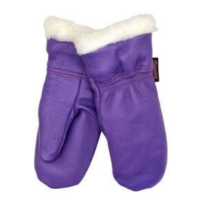 Käsinetorin kotimaiset villavuorilliset nahkahanskat vaalean liilan värisenä