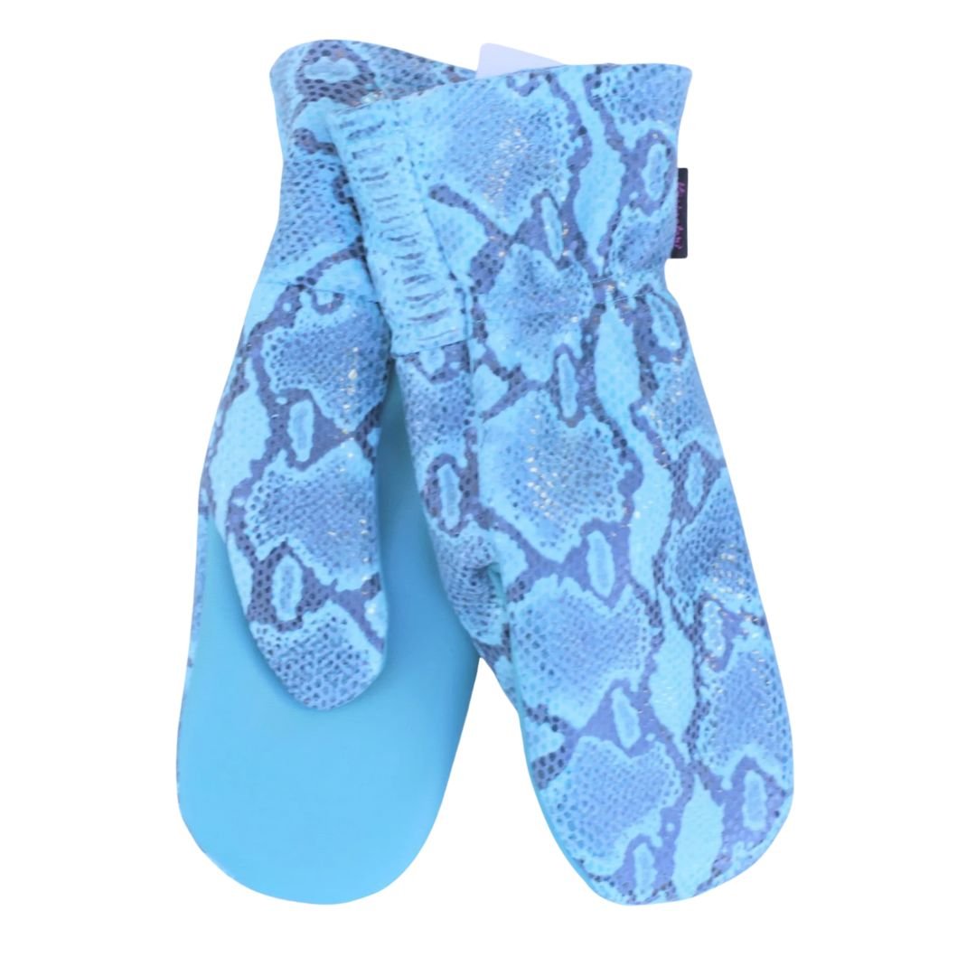 Käsinetorin naisten käärmeennahkakuvioidut turkoosit nahkarukkaset lammasturkisvuorilla