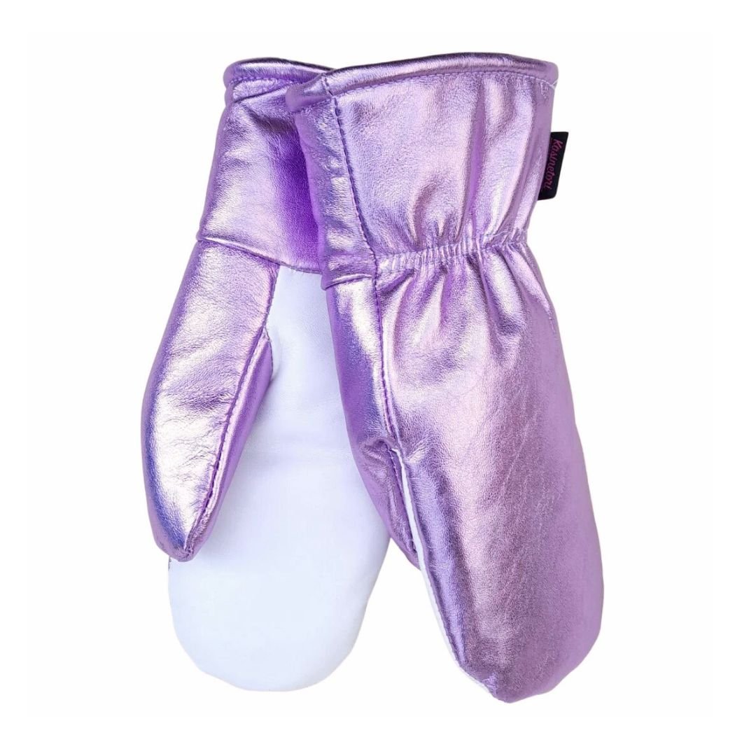 Käsinetorin naisten kimaltavan laventelin väriset nahkarukkaset