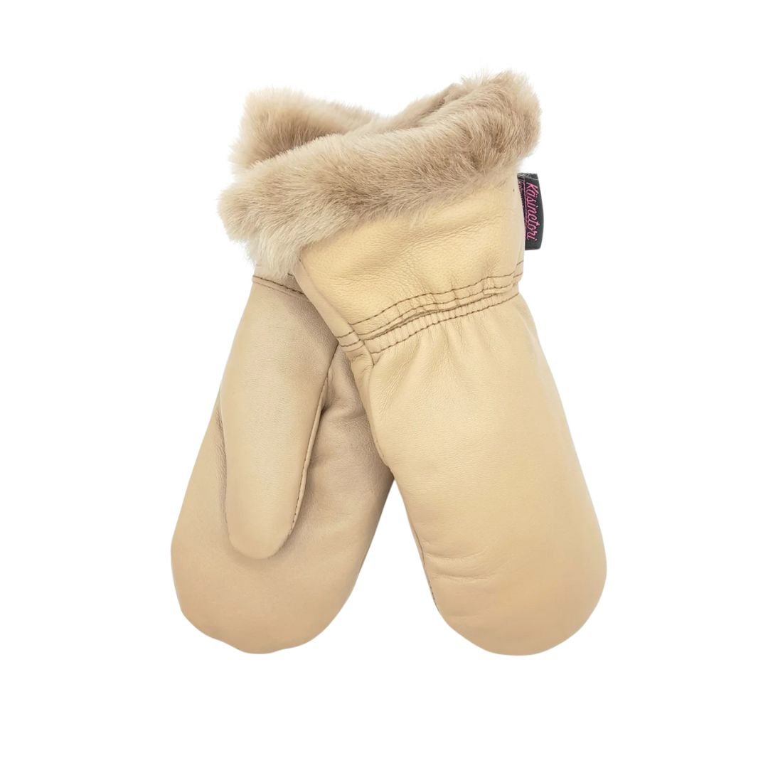 Käsinetorin beiget nahkaturkisrukkaset lapsille