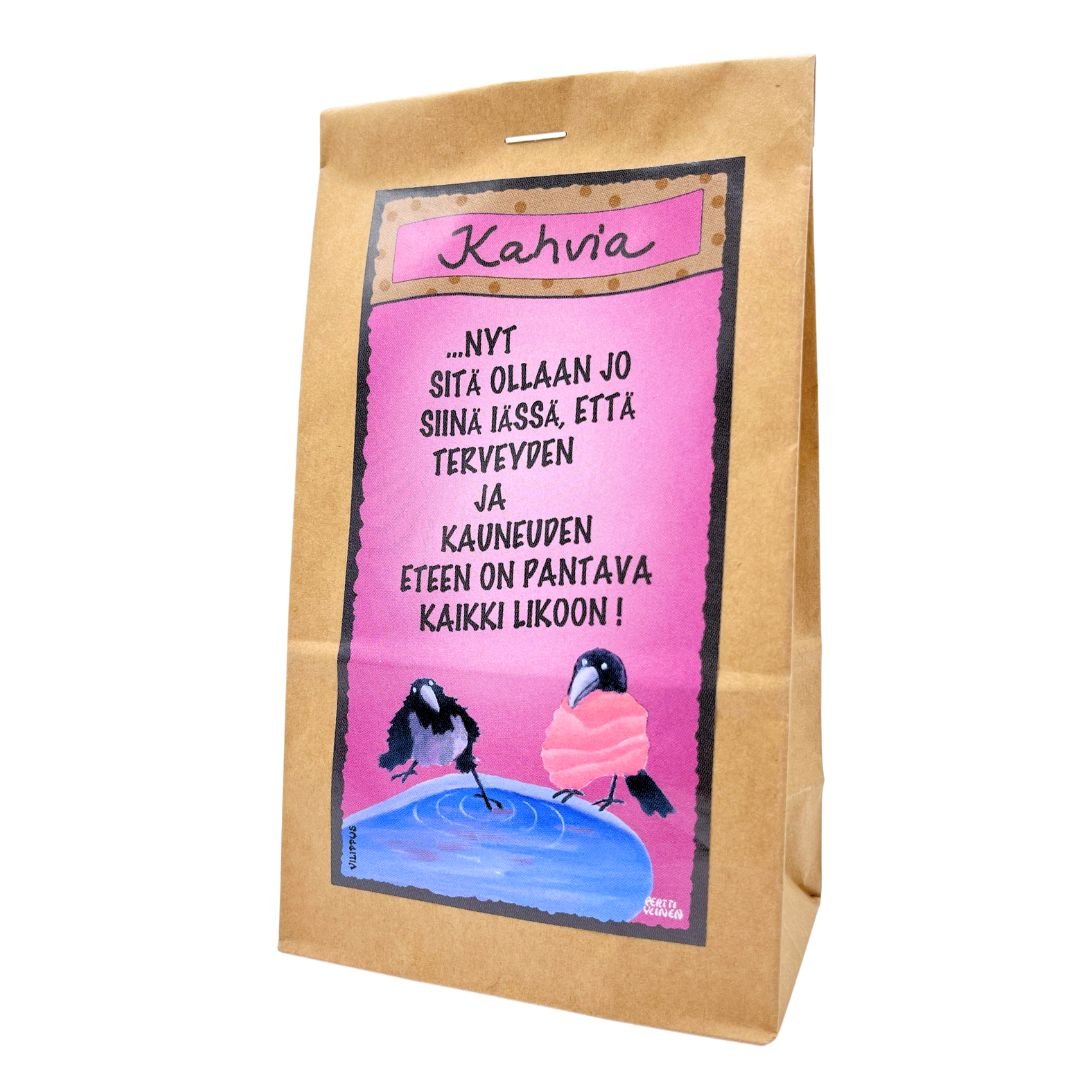 makukahvi-valkosuklaa-amaretto-Vilippus-04-nyt_sitä_ollaan_jo_siinä_iässä_että_terveyden_ja_kauneuden_eteen_on_pantava_kaikki_likoon-Käsinetori