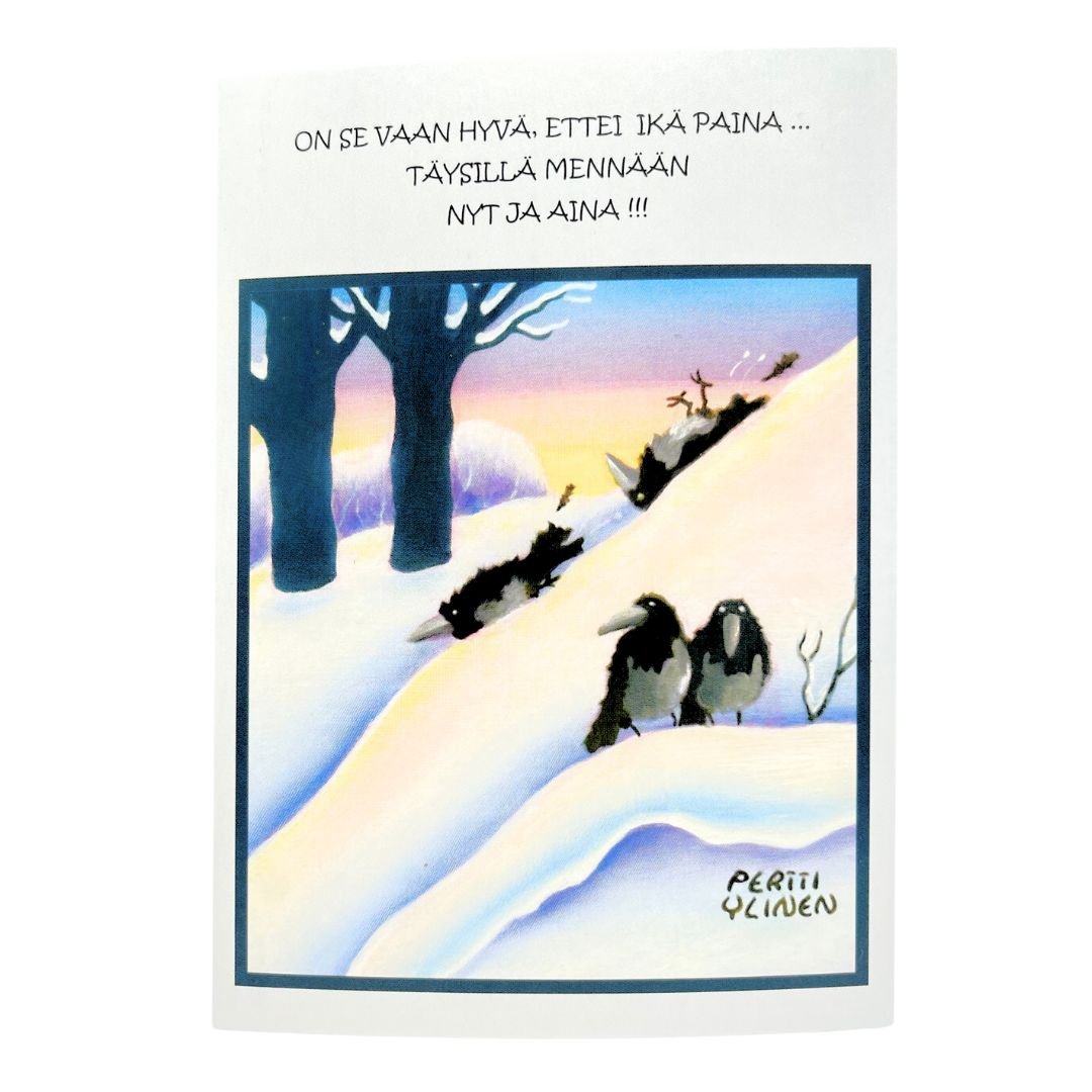Kotimainen-onnittelukortti-syntymäpäiväkortti-Vilippus-Käsinetori-on_se_vaan_hyvä_ettei_ikä_paina_täysillä_mennään_nyt_ja_aina