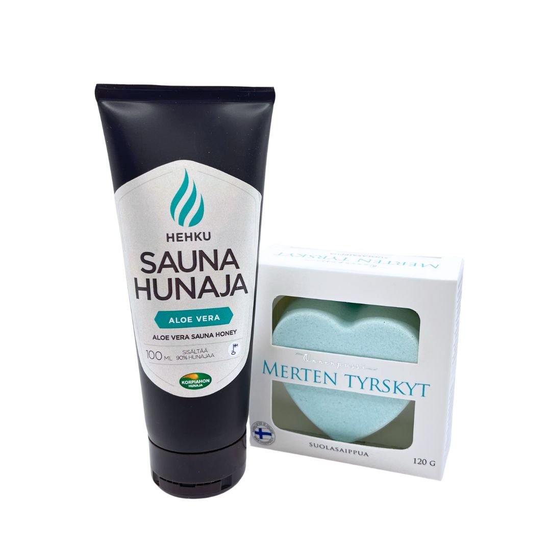 Kesälahja-lahjaidea-mökille-suolasaippua-piparminttu_eukalyptus_patsuli-saunahunaja-aloe_vera-Onnenpussi-Korpiahon_Hunaja-Käsinetori