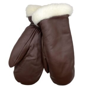 Käsinetorin kotimaiset villavuorilliset miesten nahkarukkaset punaruskean värisenä